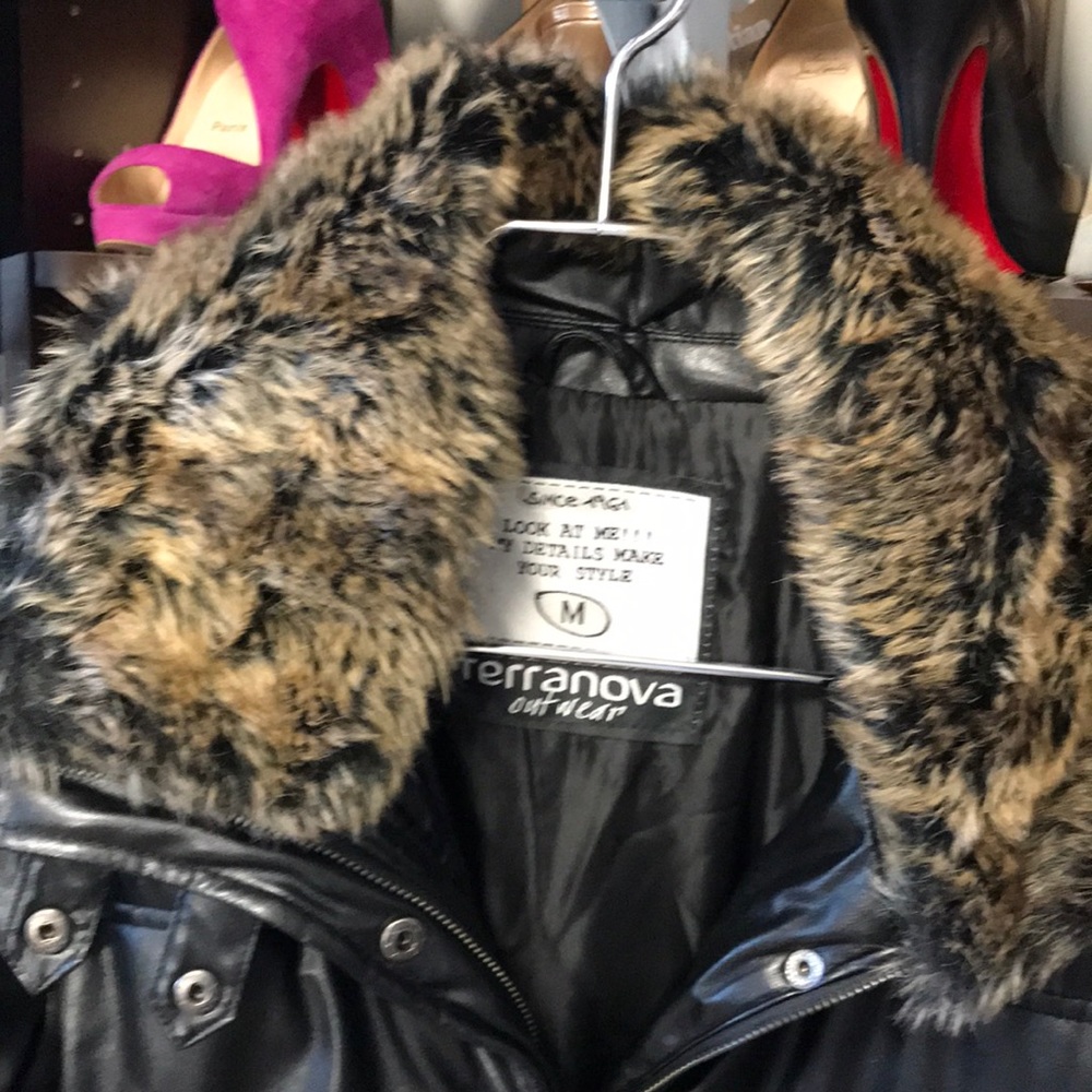 Faux leather/faux fur black jacket